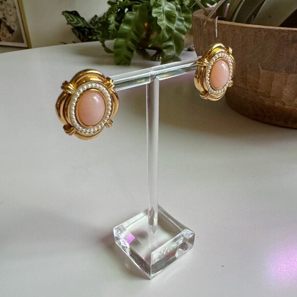 Gold and Pearl Earrings Set of 3 - Picture 3 of 6